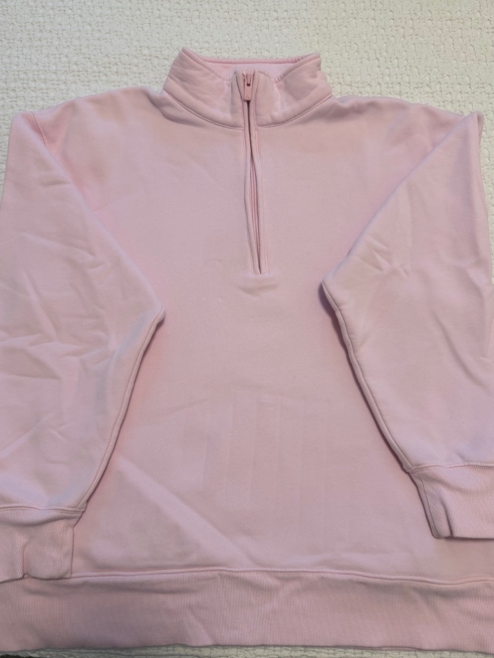Aritzia Sweatfleece Boyfriend Half-Zip Sweatshirt – Soft Pink | Size Small